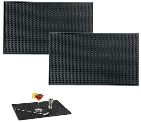 2 Pièces Tapis de Bar, Tapis de Service de Bar, Tapis de Bar Noir, Adapté au Bar ou à la Maison, Utilisé pour Fixer Les Verres à Vin(Noir)
