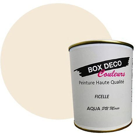 BOX DECO COULEURS Peinture meuble cuisine et salle de bain à base de laque polyuréthane mono-composante aspect satin Aqua PU MONO - 750 ml / 7.5m², Beige Ficelle