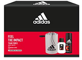 Adidas, Confezione Regalo Team Force: Profumo Uomo 50 ml, Deodorante Spray 150 ml e Trousse da Viaggio