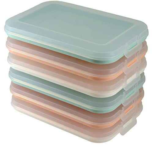 Engelland 6er Set Aufschnitt-Dosen mit integrierter Servierplatte, Frischhaltedose, Aufbewahrungsbox, Lebensmittelbehälter, Aufschnitt-Box, stapelbar, BPA-frei, Küchenbedarf, Kunststoff bunt