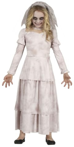 FIESTAS GUIRCA Déguisement Fantôme Triste - Serre Tête Avec Voile Et Robe De Mariée Blanche Pour Fille