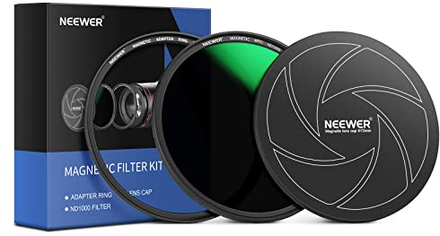 NEEWER 3-in-1 Kit di Filtro ND Magnetico 72mm, Filtro ND 1000 Fisso 10-Stop a Densità Neutro & Anello Adattatore & Coperchio, 42 Strati di Rivestimento, Ultra Sottile, Anti-graffio, Vetro Ottico HD