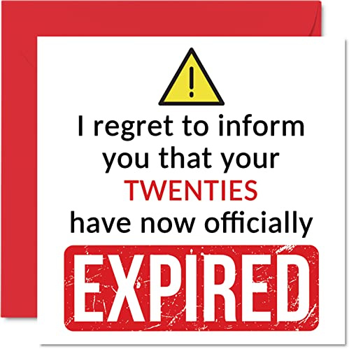Funny 30th Birthday Cards for Women and Men, Your Twenties Have Expired | Happy Birthday Card for Her or Him Friend Cousin Work Colleague, 145mm Banter Joke Humour Bday Greeting Cards Gift