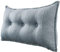 homecozy Rückenlehne Rückenkissen Groß Wandkissen Lesekissen Dreieckige Rückenkissen für Bett Dreieckige Bettkopfteil Rückenlehne Gepolstert Kopfteil, Leinen, Grau, 100cm