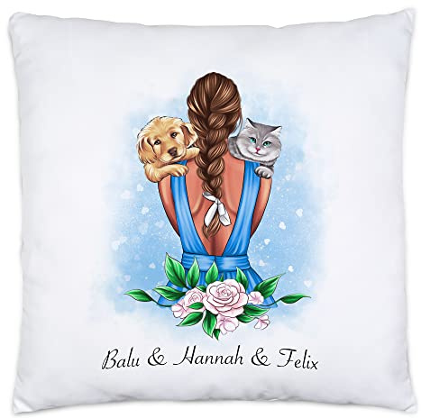 Kiddle-Design Hundemama & Katzenmama Kissen inkl. Füllung Personalisiert Herrchen Hund Katze Katzenbesitzer Hundebesitzer Geschenk Cat Dog Mom