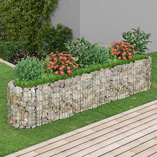 Tidyard Arriate Gabbioni Fioriera per Gabbioni Fioriera Esterno Fioriera Fiori Piante Giardino Patio Terrazza in Ferro Zincato Argento 260x50x50 cm