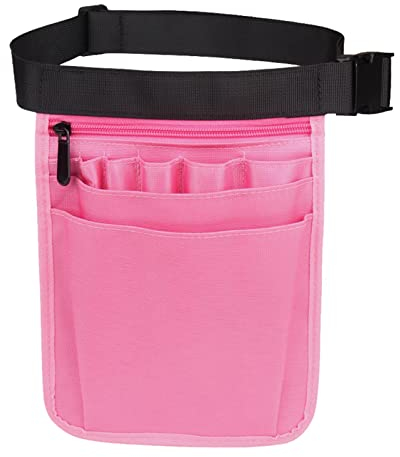 Baoblaze Nurse Organizer Belt 2 Sided -9 Belt Pouch Pocket for Tool, Pink