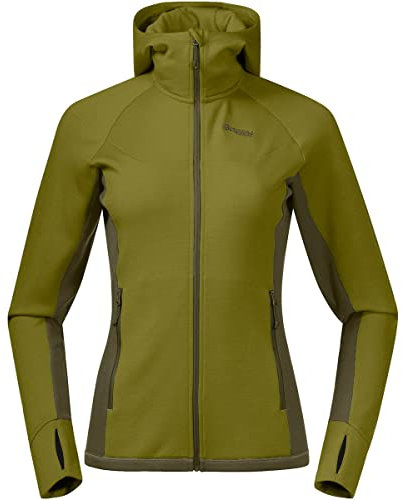 Bergans Cecilie Wool Hood Jacket Grün - Merino Vielseitige komfortable Damen Kapuzenjacke, Größe XL - Farbe Trail Green