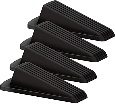 Arrêts de Portes Lot de 4 Silicone Butée de Porte Antidérapante Cale Porte Sol Protection de Portes pour Patio extérieur, Maisons, Ecoles, Bureaux, Garage Noir