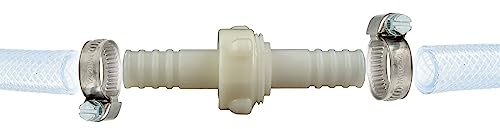 tecuro Schlauchkupplung 3/3, beidseitig Ø 32 mm, mit Edelstahlschlauchschellen - Nylon weiß