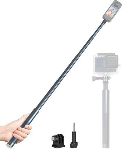Palo Selfie de 80cm para Insta360, Palo Extensible para GoPro, Soporte Monopié Compatible con Insta 360 X4/X3/ONE X2/One RS, GoPro, dji Osmo Action, AKASO, Apexcam, WOLFANG y Otras Cámara Deportiva