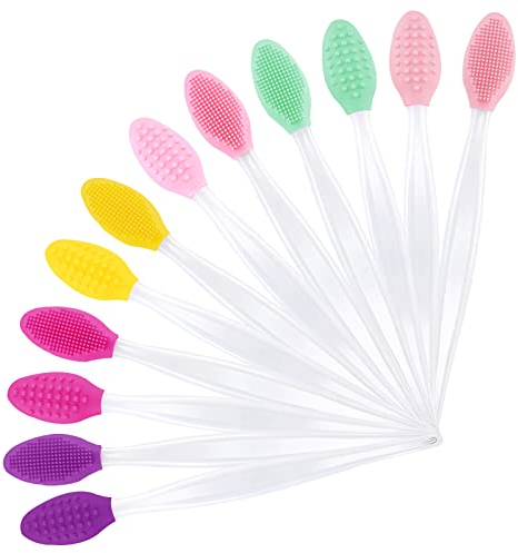 Lusofie 12 Stück Silikon Lippenpeeling Pinsel Mini Lippen Applikator Doppelseitiger Gesichtspeeling Lippenpinsel für Dunkle Lippen Männer Frauen Peeling Lippen Bürsten Lip Brushes