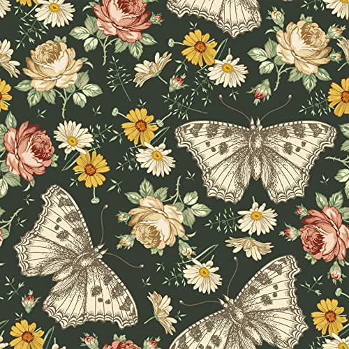 VaryPaper Peel and Stick Butterfly Wallpaper Vintage Floral Wallpaper 44.5cmx200cm Daisy Patterned Sticky Back Plastic Sticky Vinyl Wrap for Furniture Flower Stick on Wallpaper for Living Room Bedroom
