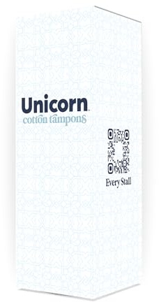UNICORN Tampons, Organic Plant-Based Compact Applicator Regular Cotton Tampon Cartridge (60 Count, Pack of 1)