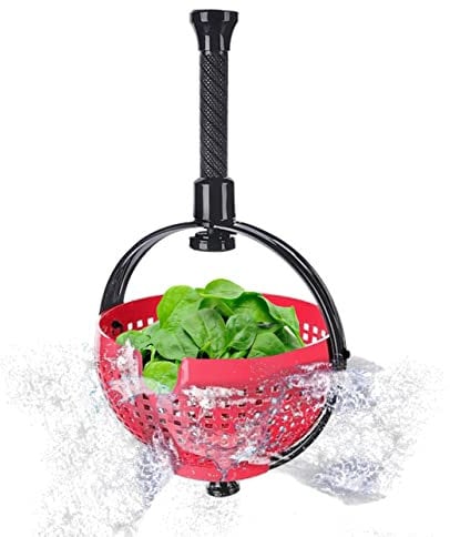 Easy-to-Use Salad Spinner shakers Large Capacity Non-Scratch Colander Dryer Spina Collapsible Handle Home 360 Rotary Drain Rack Kitchen Cleaning Basket Washer Fruit Vegetable Lettuce Cleaner (Red)