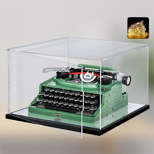 Naconmlet Acryl Vitrine/Schaukasten/Display Case/mit Spiegelboden und LED-Licht/Transparent Display Box für Lego Modellautos, Figuren, Sammlerstücke(35x30x20cm)