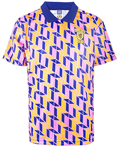 Scotland 1990 Third Retro Football Shirt Navy/Yellow/Pink Large Polyester