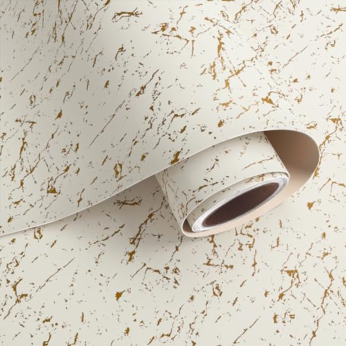 VaryPaper Papier Peint Marbre Beige et Or 40cmx200cm Papier Adhesif Marbre Rouleau Adhesif Decoratif Papier Adhesif pour Meuble Papier Peint Salle de Bain Salon Armoire Stickers Cuisines Meuble