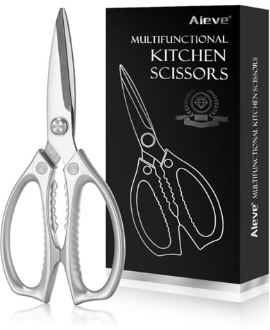 Aieve Kitchen Scissors, Stainless Steel Sharp Scissors for Chicken, Beefs, Meat, Fish, Poultry, Vegetables