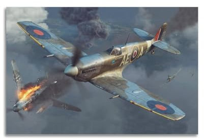HAYKO Vintage Military Poster Wwii Raf Spitfire Fighter Poster Dekorative Malerei Leinwand Wandposter und Kunstdruck Modern Familie Schlafzimmer Dekor Poster 60 x 90 cm
