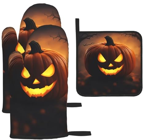 Halloween Kürbis wesentliche Küche Backen Set – hitzebeständige Pad Set mit Backofen Tücher – ein Muss in jedem Haus