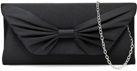 EVEOUT Elegante Satin Fliege Abend Handtasche mit Kette für Damen Braut Clutch Handtasche Hochzeitstasche Geldbörsen
