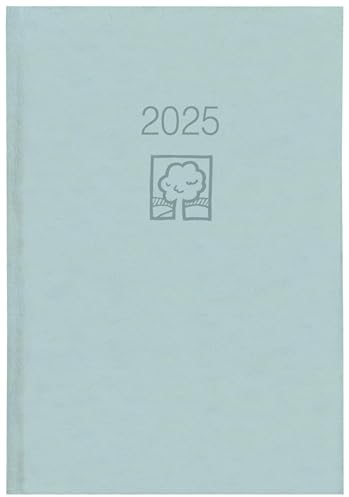 Zettler - Buchkalender 2025 grau, 14,5x21cm, Taschenkalender mit 392 Seiten im wattiertem Kunststoffeinband, 1 Woche auf 1 Seite, Tages- und Wochenzählung und internationales Kalendarium