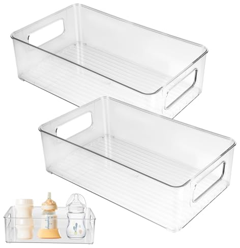 Baby Bottle Organizer Plastic Storage Center for Baby Bottles and Food Jars Baby Bottle Organizer for Cabinet, Perfect Organizer for Kitchen Cabinet, Pantry, Refrigerator, and Countertop（2 pcs）
