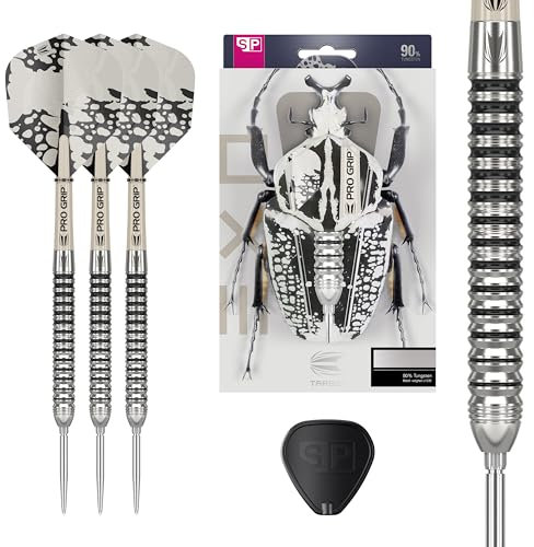 Target Darts EXO Edition 90% Tungsten Steel Tip Darts Set - 22g Barrel SP01 - Steel Point Dart Sets, Swiss Point Darts mit Pro Grip Schäften und No.6 Flights, SP Tool Included