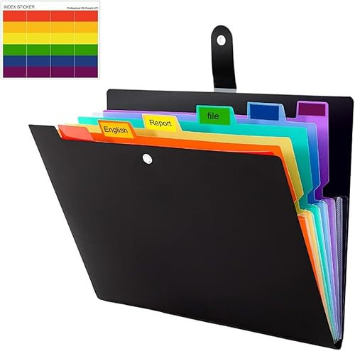 Fächermappe A4,Mappe Mit 7 Fächern,Dokumentenmappe A4 Mit Etiketten, Ordnungsmappe Mappen Ordnersystem, Document Organizer Für Zuhause, Büro, Schule Und Auf Reisen