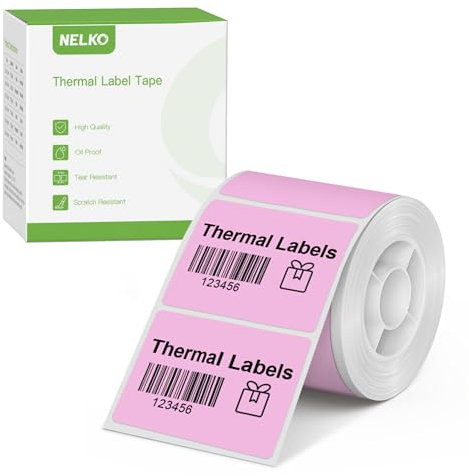 Thermo-Etiketten für Nelko PM220 Etikettenhersteller, 40 x 30 mm, Thermo-Aufkleber-Etikett, wasserdicht, Mehrzweck-Etikettenband, 1 Rolle mit 230 selbstklebenden Thermopapier (Rosa)