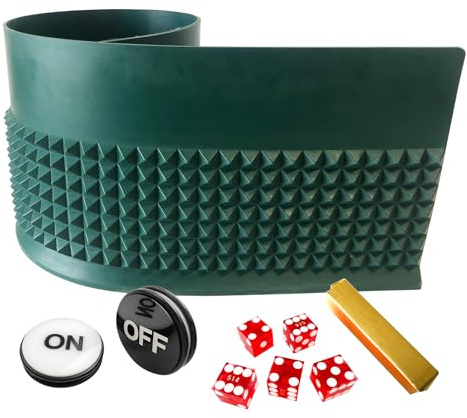 Yuanhe Craps Tischplatten-Set – inklusive grüner Craps-Diamant-Pyramide, Gummi-Filzwand, Casino-Qualität, AAA-Präzisions-Serialisiertes, 19 mm Würfel-Set, Pokerhändler-Button