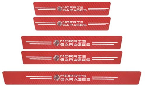 DADYM 5 Pcs Carbon Fiber Red Car Door Sill Protector Strips for MG ZS EV EX ZST 2020-2022, Stainless Steel, Door