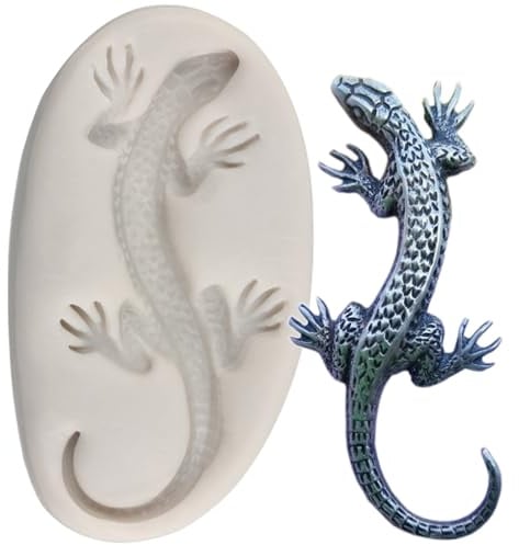MINFEIDMS Eidechse Silikonformen Gecko Fondant Form | Zuckerkuchen Dekorieren Cupcake Topper Süßigkeiten Schokolade Gummipaste Polymer Clay