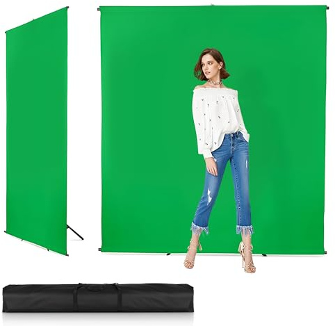 Green Screen Backdrop Kit, 2x2m Stable Greenscreen Support Stand Kit Chromakey Background with Carrying Bag & Clamps for Photography, Streaming, Gaming