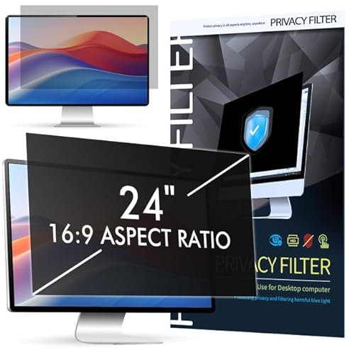 LAMA Blickschutzfolie für 24 Zoll Monitor, Blickschutzfilter Sichtschutzfolie Abnehmbarer Sichtschutz Displayschutz, Sichtschutzfilter Privacy Filter, Anti-UV/Anti Blaulicht/Blendschutz (16:9)