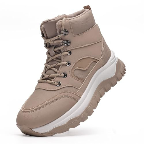 Wuyaraymia Stivali Donna Invernali Sneakers Impermeabili Aggiungi Velluto Suola Spessa Khaki 39 EU