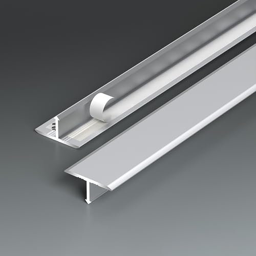 Raouoae Lot De 2 Bandes De Transition En Aluminium Profil En T - Connecteurs De Sol 80-120cm, Rails De Jonction Sans Couture Pour Stratifié, Parquet Et Carrelage - Accessoires De Finition Maison(Silbe