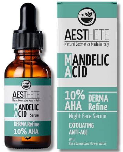 Acido Mandelico Viso 10% AESTHETE | Peeling Notturno Esfoliante AHA 100 ml con Azione Purificante e Illuminante | Per Pelle Sensibile, Grassa e Mista | Pori Visibili, Macchie, Pelle Giovane