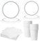 MORAINJAY Set di 68 Pezzi di Stoviglie Bianche per Feste, Piatti di Carta, Bicchieri, Tovaglioli, Stoviglie per Compleanni, Matrimoni, Baby Shower, Lauree, Anniversari, Set per 16 Ospiti