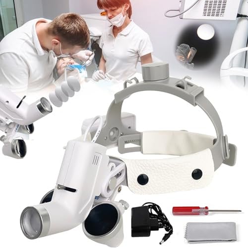 Lupenbrille, Medizinische Dental Chirurgisch Lupenbrille 3.5x420mm Lupenbrille mit Einstellbarer Lampe Verstellbarer Pupillendistanz 5W LED Binokularlupen für Medizinische Dental Chirurgisch Leder