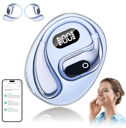 Dabeto Kopfhörer mit KI-Übersetzungsfunktion, Sprachübersetzungs-Ohrhörer mit Unterstützung für 138 Sprachen, Offener Luftübersetzer, Openair 5 OWS-Übersetzungs-Bluetooth-Ohrhörer (Azurblau)