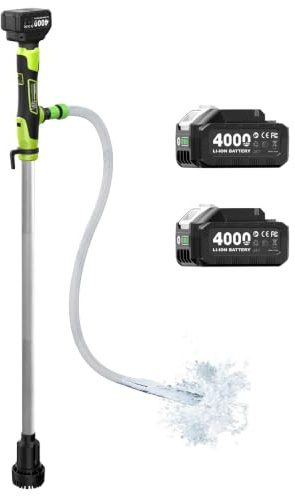 Cordless Stick Water Transfer Pump, Portable Battery Powered Sump Pump with 2PCS 4000mAh Rechargeable Batteries, 720GPH, 32FT Lift for Pool/Garden/Pond/Boat/RV/Rain Barrels/Outdoor Draining