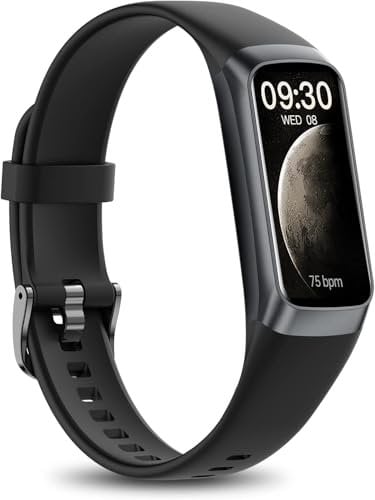 Fitness Tracker for Men Women-24/7 Heart Rate, Step Counter,IP68 Waterproof Activity Tracker with 25 Sport Modes with 1.1 AMOLED Touch Color Screen with Android and iOS Phones (Deep Space Black)