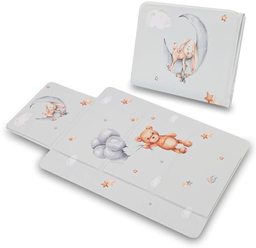 Table à langer bebe 77x44 cm matelas à langer pliable imperméable et portable pour commode Hemnes ou Malm facile à nettoyer Ours en peluche