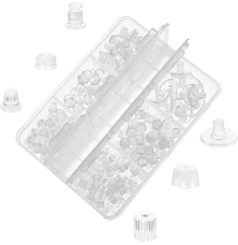 600 Stück Hypoallergene Ohrstecker Verschluss,Ymapinc Transparent Ohrring Verschluss Silikon 6 Stile Ohrring Stopper Sicherer Ohrringe Ersatz (2 mm/3 mm/4 mm/4,5 mm/5 mm/6 mm)