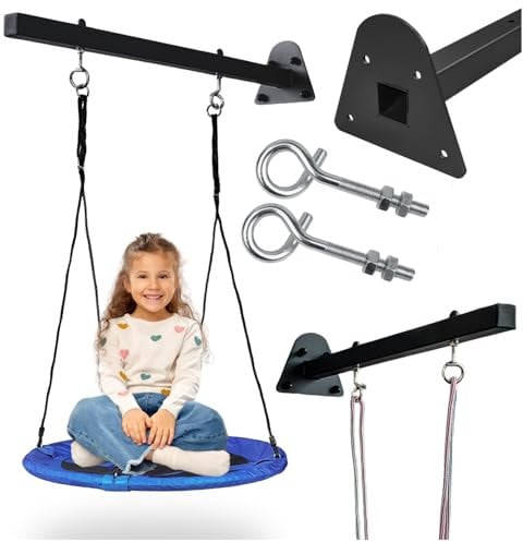 ZOLTA Metall Querstrebe für Gartenschaukel – Schwarz - 107 cm Schaukel Erweiterung, pulverbeschichteter Stahl, 150 kg Belastbarkeit, Wand Gestell Deckenmontage, inklusive Montageset