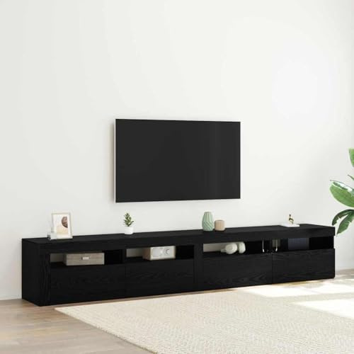 LLEZKBR Meuble TV et meuble TV - Meuble TV et meuble TV - Ensemble de 3 pièces - Chêne noir - 240 x 35 x 40 cm - Bois d'ingénierie