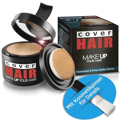COVER HAIR Ansatzpuder in Mittelblond (4g) - Haarpuder zur schnellen & unsichtbaren Kaschierung des Ansatz, Haarverdichtung & Abdecken grauer Haare - Wind- & Wasserfest