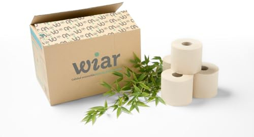 WIAR Papier toilette en bambou 100 % naturel – Lot de 48 pièces | Papier toilette écologique, doux et résistant | Papier hygiénique durable et biodégradable sans plastique | FSC